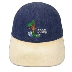 TownTalk Baseball Cap Blue Beige OS Slideback Hat Herringbone Embroidered USA